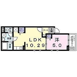 広島電鉄8系統 舟入幸町駅 徒歩3分の賃貸アパート 2階1LDKの間取り