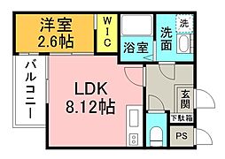 JR呉線 向洋駅 徒歩4分の賃貸アパート 1階1LDKの間取り