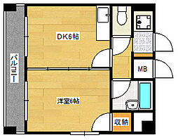 広島電鉄2系統 稲荷町駅 徒歩1分の賃貸マンション 8階1DKの間取り