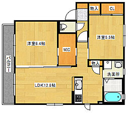 広島電鉄8系統 江波駅 徒歩7分の賃貸アパート 2階2LDKの間取り