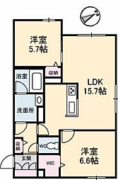 広島電鉄宮島線 高須駅 徒歩8分の賃貸マンション 1階2LDKの間取り