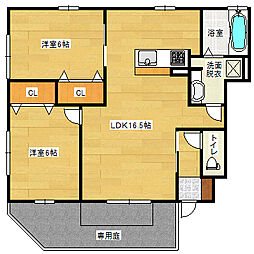 広島高速交通アストラムライン 古市駅 徒歩8分の賃貸アパート 1階2LDKの間取り