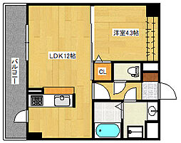 広島電鉄1系統 皆実町六丁目駅 徒歩3分の賃貸マンション 2階1LDKの間取り