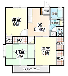 広島高速交通アストラムライン 古市駅 徒歩14分の賃貸アパート 2階3DKの間取り