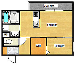 JR山陽本線 広島駅 徒歩13分の賃貸アパート 3階1LDKの間取り
