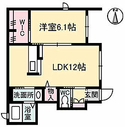 JR山陽本線 向洋駅 徒歩16分の賃貸アパート 1階1LDKの間取り