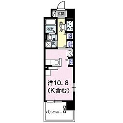 カーサデルリオ ワンルームの間取図画像