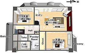 サンファミリーI 403 ｜ 大阪府大阪市旭区新森7丁目9-9（賃貸マンション2LDK・4階・52.08㎡） その2