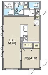 レピュア池袋本町レジデンス 4階1LDKの間取り