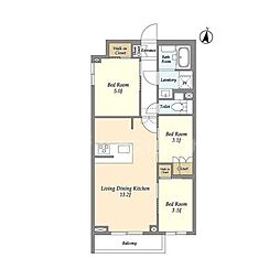 アジールコート練馬中村橋 3階3LDKの間取り