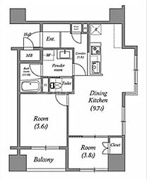 レジデンス南大塚スクエア 7階2DKの間取り