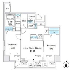 クラリティア板橋本町 4階2LDKの間取り