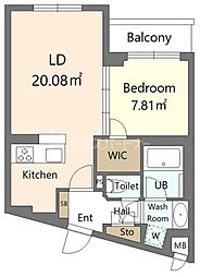 Alivis新江古田 1階1LDKの間取り