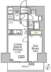 コートレジデンス南大塚 13階1LDKの間取り