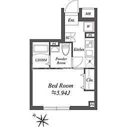 SOLASIA residence南大塚 4階1Kの間取り