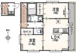 サンライズ大山II 3階2LDKの間取り