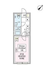 スカイラシクラス平和台 3階1Kの間取り