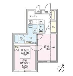 スカイラシクラス平和台 2Kの間取図画像