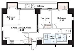 Dear WAN Court 王子飛鳥山 7階3LDKの間取り