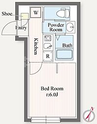 オプション坂下 1階1Kの間取り