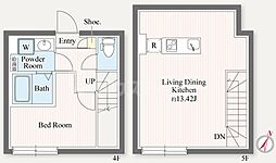 オプション坂下 4階1LDKの間取り