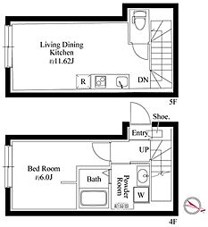 オプション坂下 4階1LDKの間取り