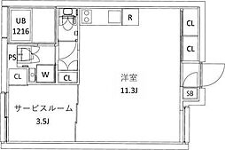 CITY WALK新江古田 3階ワンルームの間取り