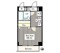 サンライズハイツII 3階1Kの間取り