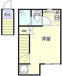 クアルト板橋 2階ワンルームの間取り