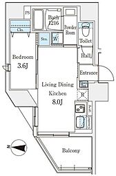 デュオフラッツ池袋 8階1LDKの間取り