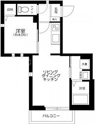 グラン シュバリエ 1階1LDKの間取り