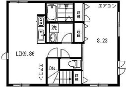 メゾン・ド・あしび 2階1LDKの間取り