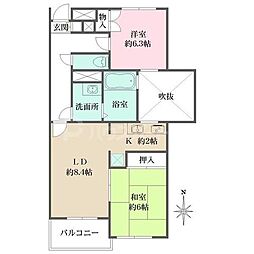 セントラルパーク氷川台 2階2LDKの間取り