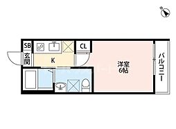 シャルム赤塚(シャルムアカツカ) 1階1Kの間取り