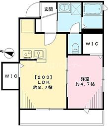 リナーシェ早宮 2階1LDKの間取り