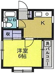 レジデンス上板橋 2階1Kの間取り