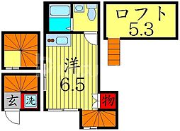 雑司が谷flats 3階ワンルームの間取り