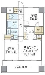 エミリブ東長崎 5階2LDKの間取り