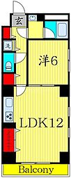 富士ビル 6階1LDKの間取り