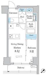 デュオフラッツ板橋大山 3階1LDKの間取り