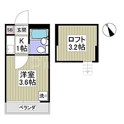ローズマリー 1階1Kの間取り