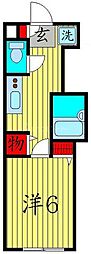 クレール東池袋 1階1Kの間取り