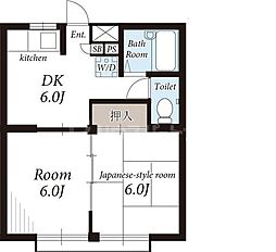 サンフラット 3階2DKの間取り