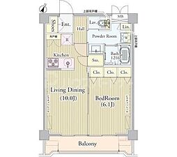 アンソレイユ氷川台 4階1LDKの間取り