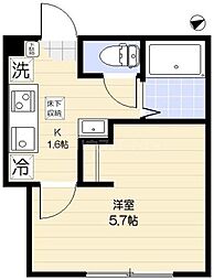 板橋区大原町アパート 1Kの間取図画像