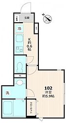 (仮称)リーモ 1Kの間取図画像