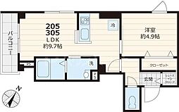 ラポールH&S 1LDKの間取図画像