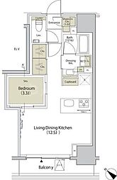 ザ・パークハビオ江古田 1LDKの間取図画像