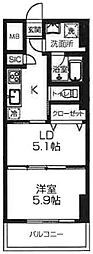 コスモ和光12 1LDKの間取図画像