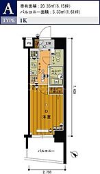 スカイコート池袋7 1Kの間取図画像